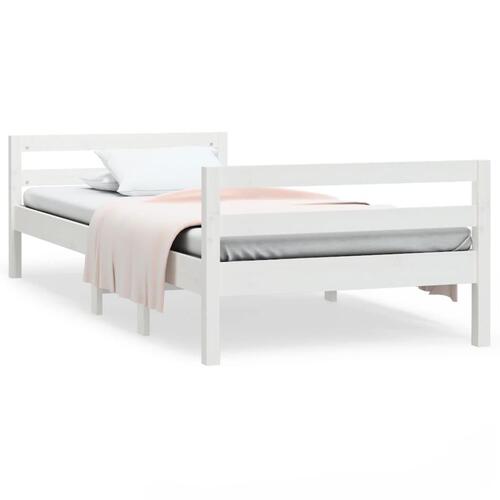 Sengestel 75x190 cm massivt fyrretræ hvid
