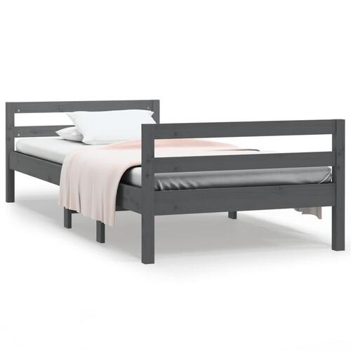 Sengestel 75x190 cm massivt fyrretræ grå