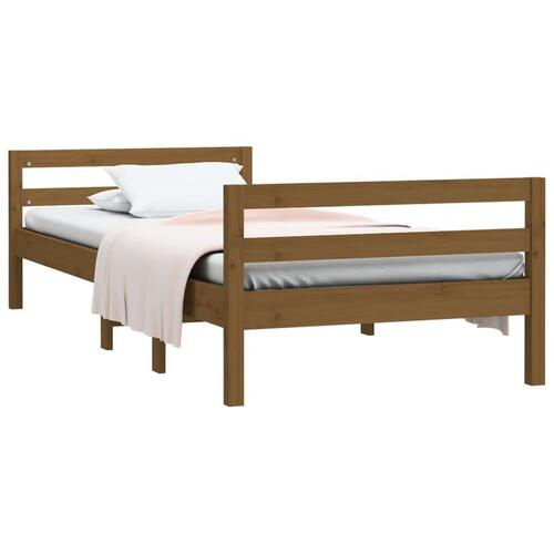 Sengestel 75x190 cm massivt fyrretræ gyldenbrun
