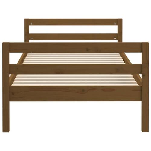 Sengestel 75x190 cm massivt fyrretræ gyldenbrun