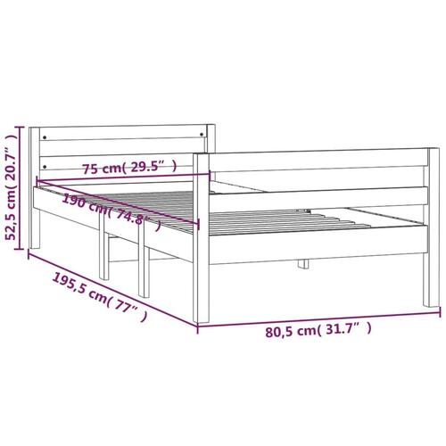 Sengestel 75x190 cm massivt fyrretræ gyldenbrun