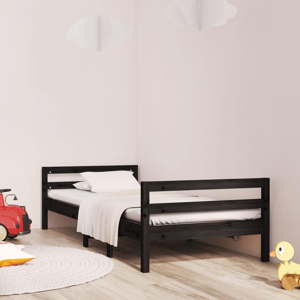 Sengestel 75x190 cm massivt fyrretræ sort