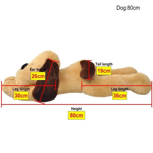 Tøjdyr hund 80 cm plysstof brun