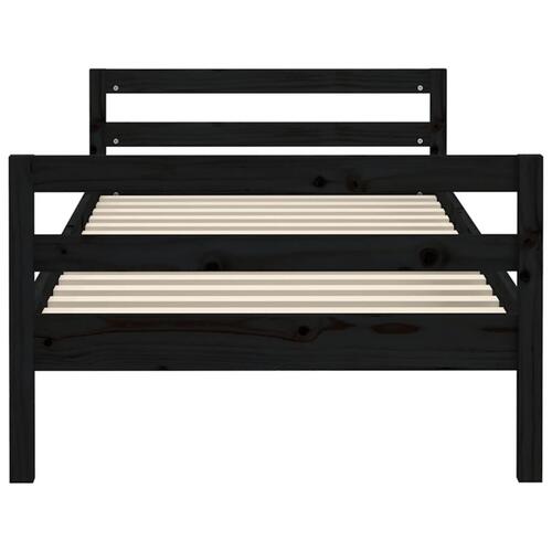 Sengestel 75x190 cm massivt fyrretræ sort