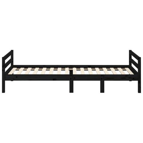 Sengestel 75x190 cm massivt fyrretræ sort