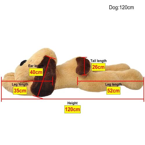 Tøjdyr hund 120 cm plysstof brun