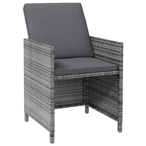 Havestole med skamler 4 dele polyrattan grå