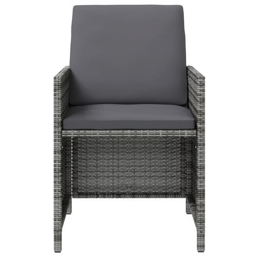Havestole med skamler 4 dele polyrattan grå