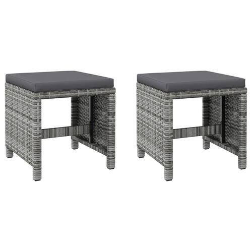 Havestole med skamler 4 dele polyrattan grå