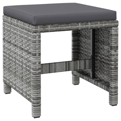 Havestole med skamler 4 dele polyrattan grå