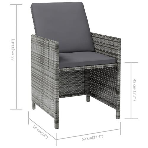 Havestole med skamler 4 dele polyrattan grå