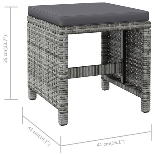 Havestole med skamler 4 dele polyrattan grå