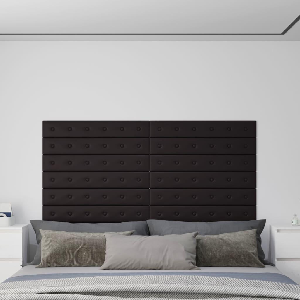 Vægpaneler 12 stk. 90x15 cm 1,62 m² kunstlæder sort