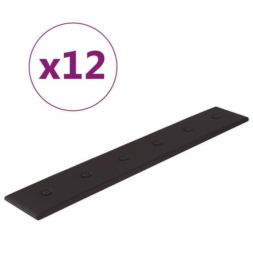 Vægpaneler 12 stk. 90x15 cm 1,62 m² kunstlæder sort