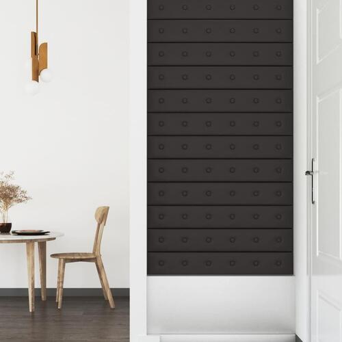Vægpaneler 12 stk. 90x15 cm 1,62 m² kunstlæder sort