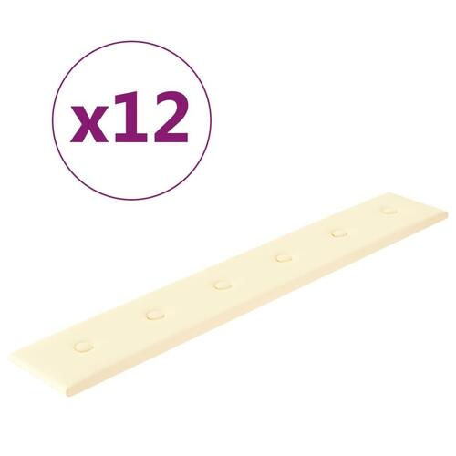Vægpaneler 12 stk. 90x15 cm 1,62 m² kunstlæder cremefarvet