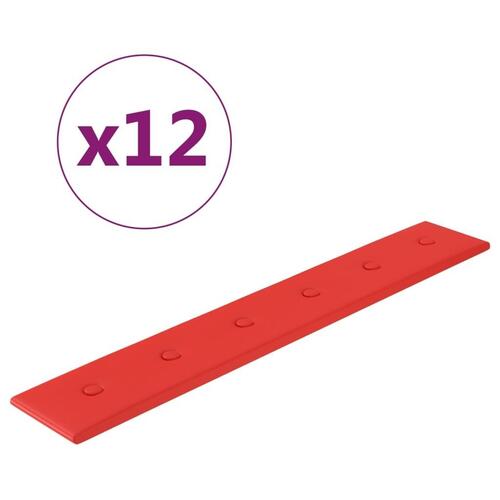 Vægpaneler 12 stk. 90x15 cm 1,62 m² kunstlæder rød
