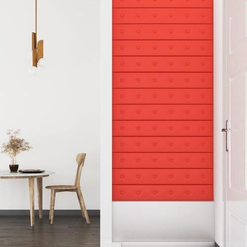 Vægpaneler 12 stk. 90x15 cm 1,62 m² kunstlæder rød