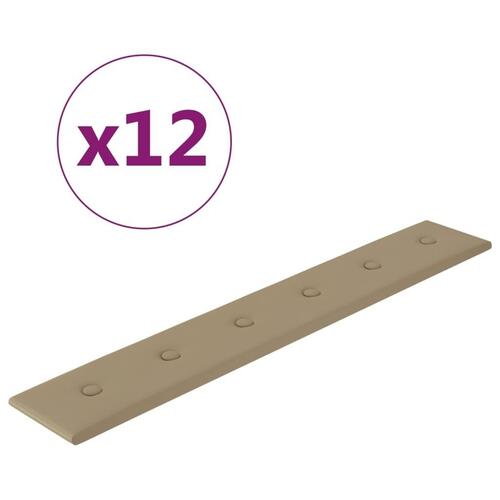 Vægpaneler 12 stk. 90x15 cm 1,62 m² kunstlæder cappuccino