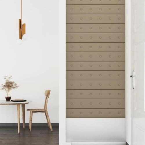 Vægpaneler 12 stk. 90x15 cm 1,62 m² kunstlæder cappuccino