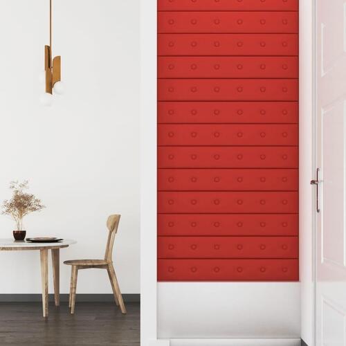 Vægpaneler 12 stk. 90x15 cm 1,62 m² kunstlæder vinrød