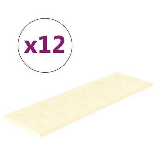 Vægpaneler 12 stk. 90x30 cm 3,24 m² kunstlæder cremefarvet