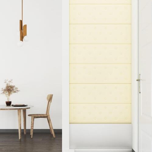 Vægpaneler 12 stk. 90x30 cm 3,24 m² kunstlæder cremefarvet