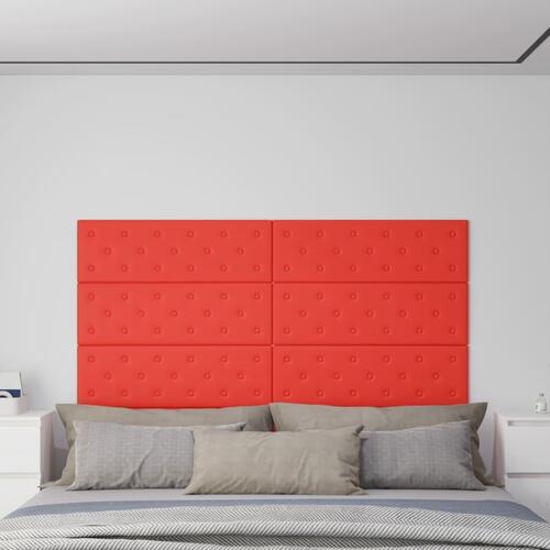 Vægpaneler 12 stk. 90x30 cm 3,24 m² kunstlæder rød