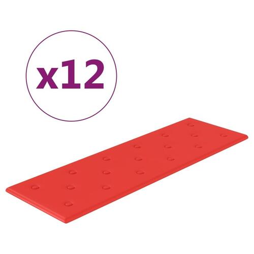 Vægpaneler 12 stk. 90x30 cm 3,24 m² kunstlæder rød