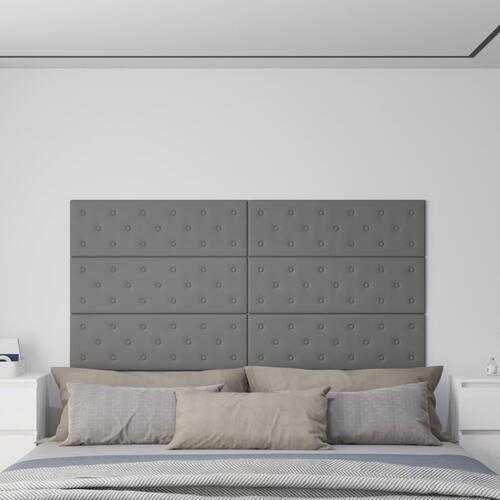 Vægpaneler 12 stk. 90x30 cm 3,24 m² kunstlæder grå