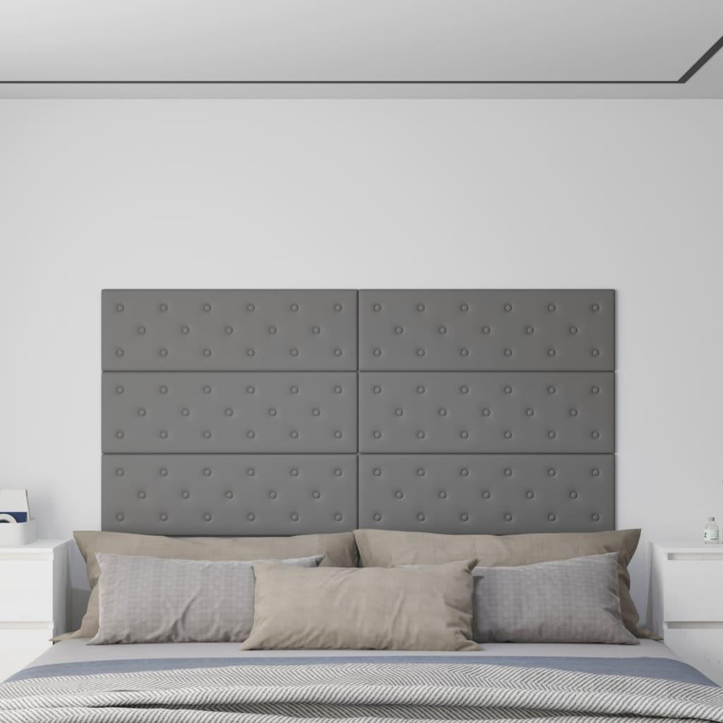 Vægpaneler 12 stk. 90x30 cm 3,24 m² kunstlæder grå