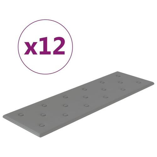 Vægpaneler 12 stk. 90x30 cm 3,24 m² kunstlæder grå