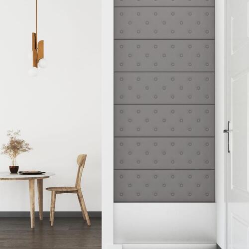 Vægpaneler 12 stk. 90x30 cm 3,24 m² kunstlæder grå