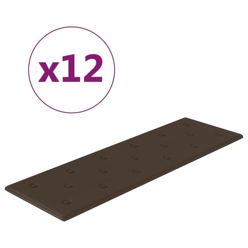 Vægpaneler 12 stk. 90x30 cm 3,24 m² kunstlæder brun