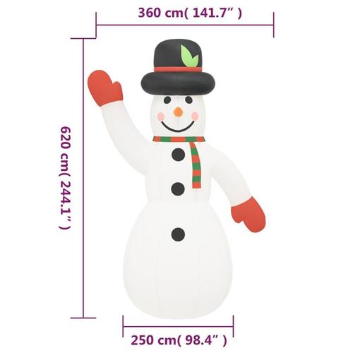 Oppustelig snemand med LED'er 620 cm