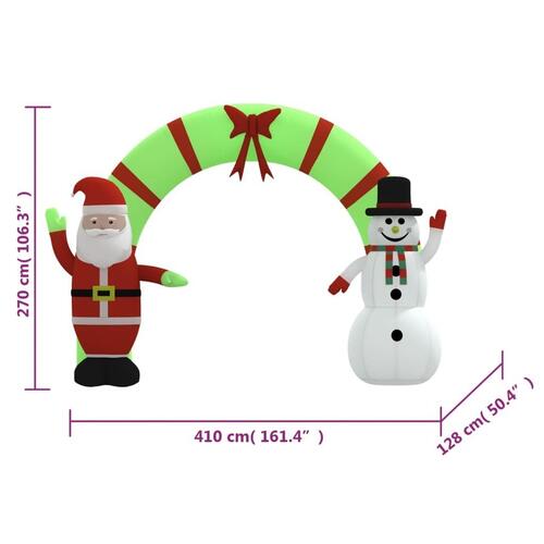 Oppustelig juleport med LED'er 270 cm