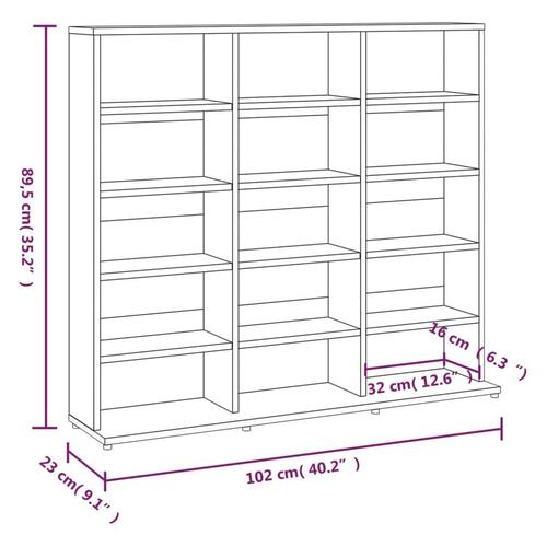 Cd-reol 102x23x89,5 cm konstrueret træ røget egetræsfarve