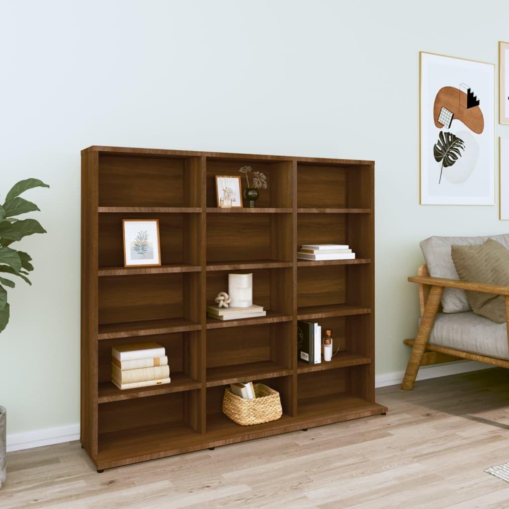 Cd-reol 102x23x89,5 cm konstrueret træ brun egetræsfarve
