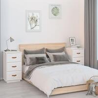 Sengeborde 2 stk. 40x40x75 cm massivt fyrretræ hvid