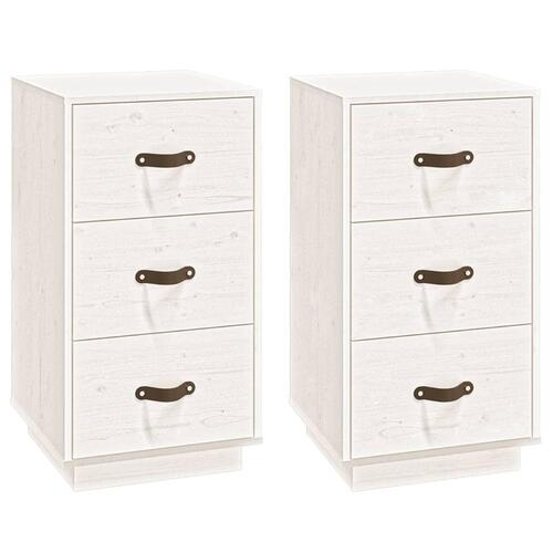 Sengeborde 2 stk. 40x40x75 cm massivt fyrretræ hvid