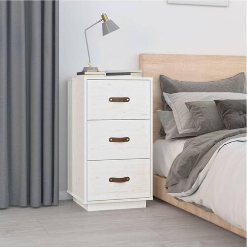Sengeborde 2 stk. 40x40x75 cm massivt fyrretræ hvid