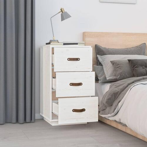 Sengeborde 2 stk. 40x40x75 cm massivt fyrretræ hvid