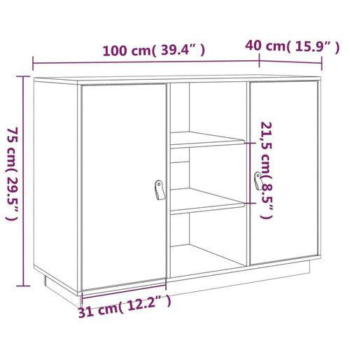 Skænk 100x40x75 cm massivt fyrretræ Grå