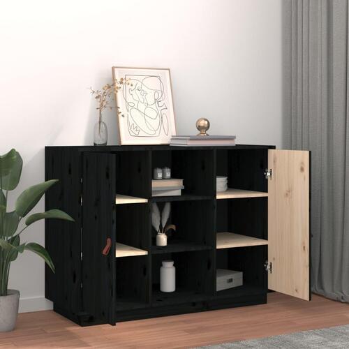 Skænk 100x40x75 cm massivt fyrretræ sort