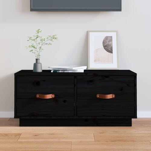 Tv-bord 80x34x35 cm massivt fyrretræ sort