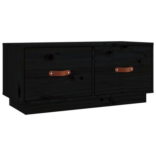 Tv-bord 80x34x35 cm massivt fyrretræ sort