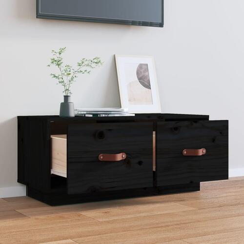 Tv-bord 80x34x35 cm massivt fyrretræ sort