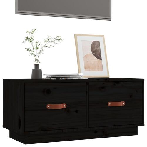 Tv-bord 80x34x35 cm massivt fyrretræ sort
