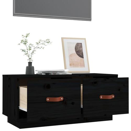 Tv-bord 80x34x35 cm massivt fyrretræ sort