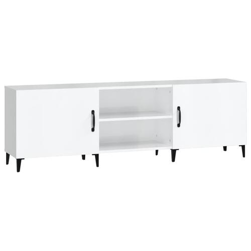 Tv-bord 150x30x50 cm konstrueret træ hvid højglans